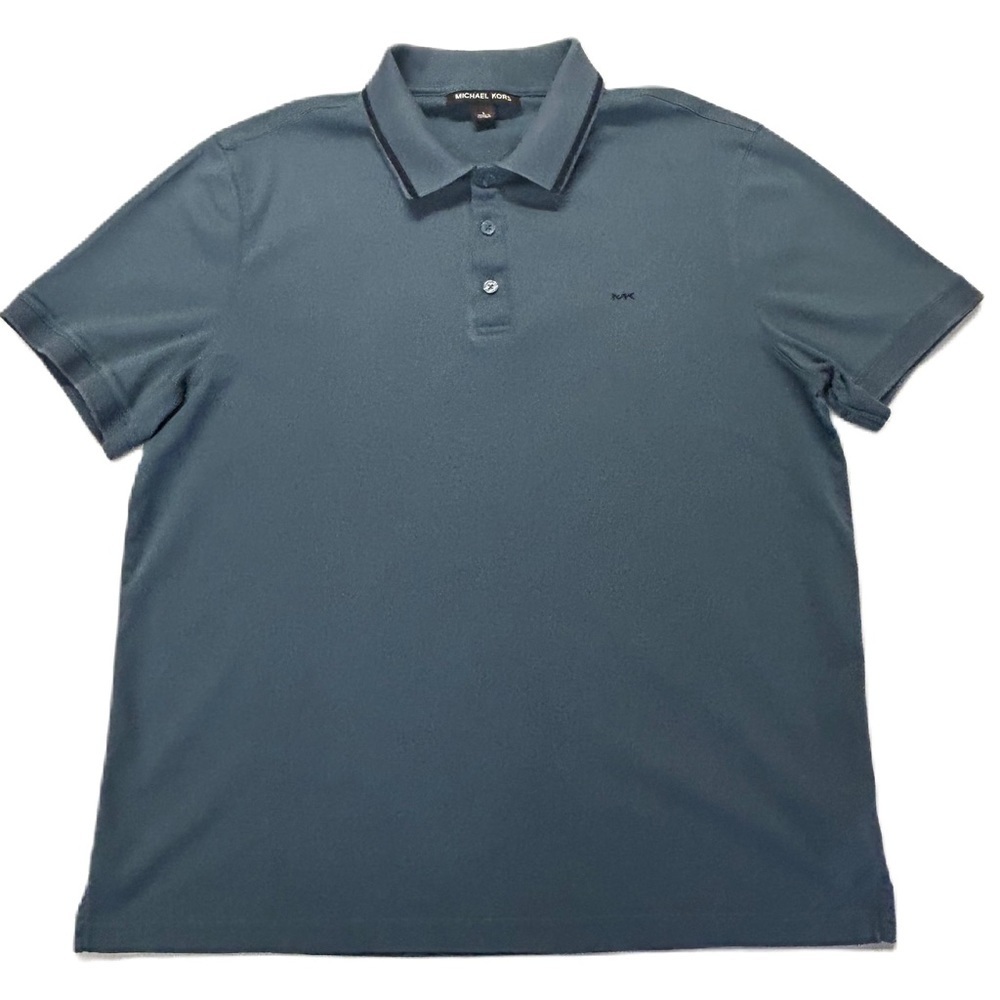 Michael Kors Polo Shirt Mens‎ Size L Short Sleeve Logo Preppy Classic Blue